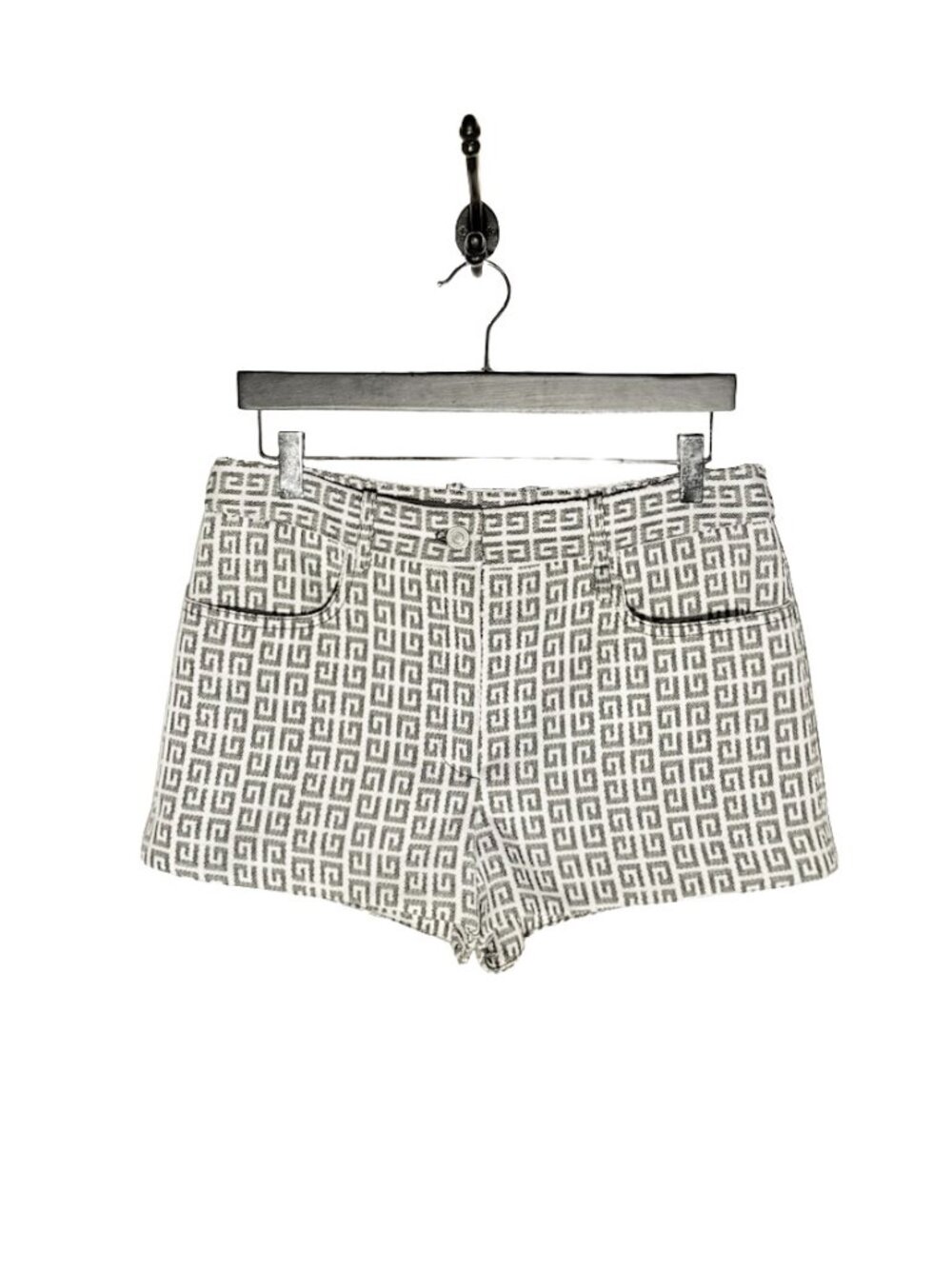 Givenchy 4G Shorts Jacquard White Denim Mini Shorts